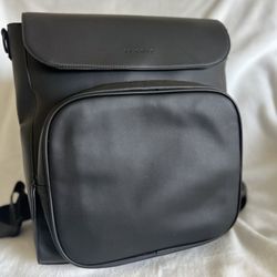 JJ Cole Vegan Leather Brookmont Backpack Purse Diaper Bag, Blackout