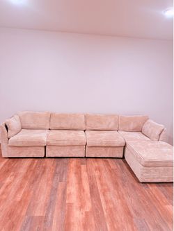 Oversized Modular Corduroy Sectional Sofa with Chaise