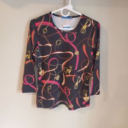 J.MCLAUGHLIN Black Signature Tee Top Neo Sinclair Heraldic Size M