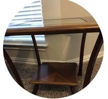 2 square end tables - wood/glass