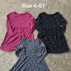 Toddler Girl Long Sleeve Dresses Bundle Size 4-5T
