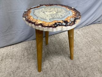 Faux Geode Top Small Side Table