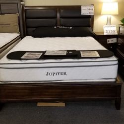 Brand New Brown Padded Queen Bedframe + Dresser + Mirror + Nightstand 4PCs Set