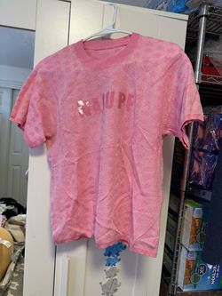 Pink Knit T-Shirt with Sequin Lettering