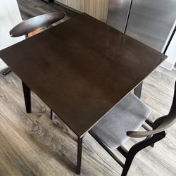 Brown NFM Table + Chairs