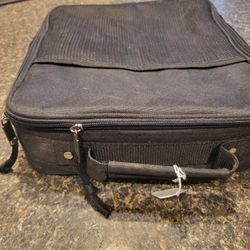 Padded, flat black zipper case approx 11x13"