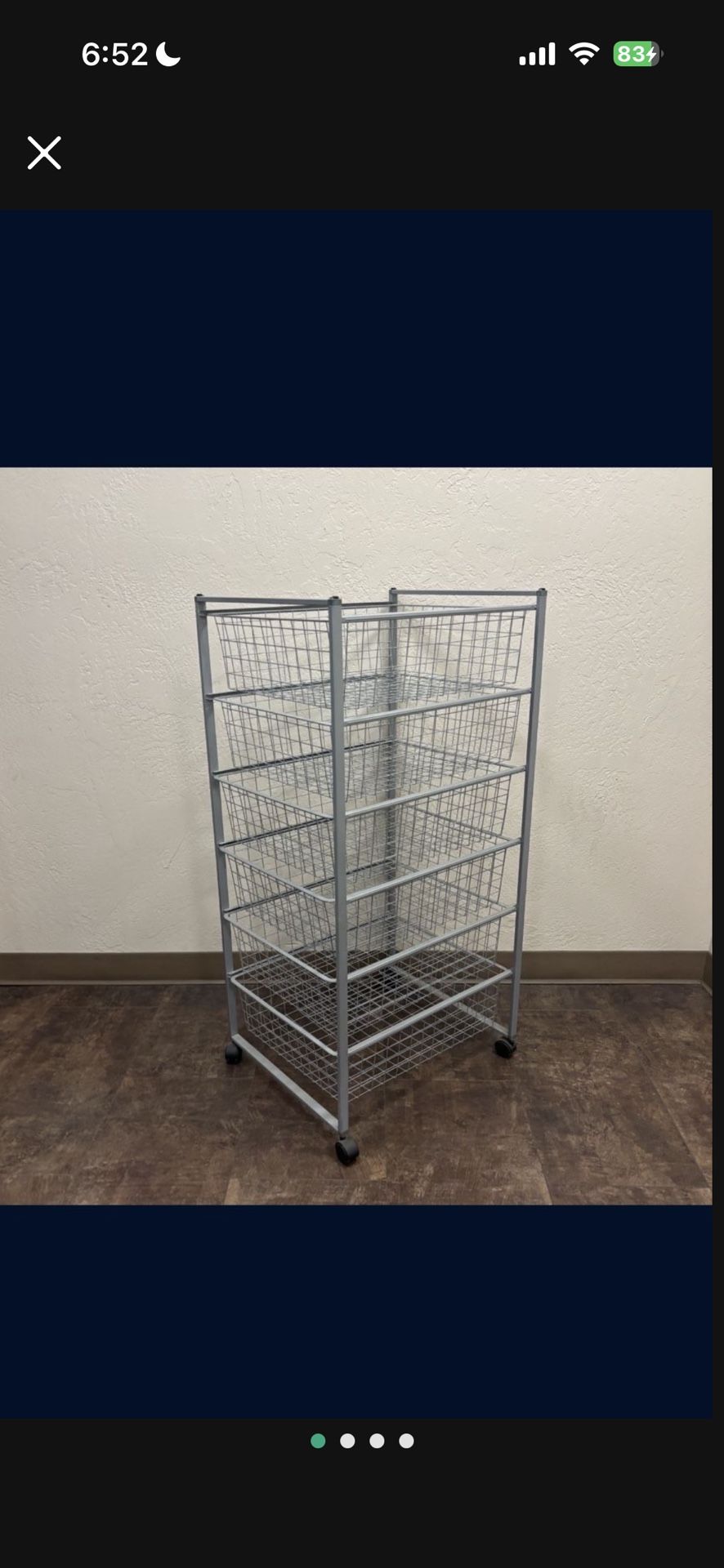 One 6-Drawer Storage Unit On 4 Rolling Casters Wheels