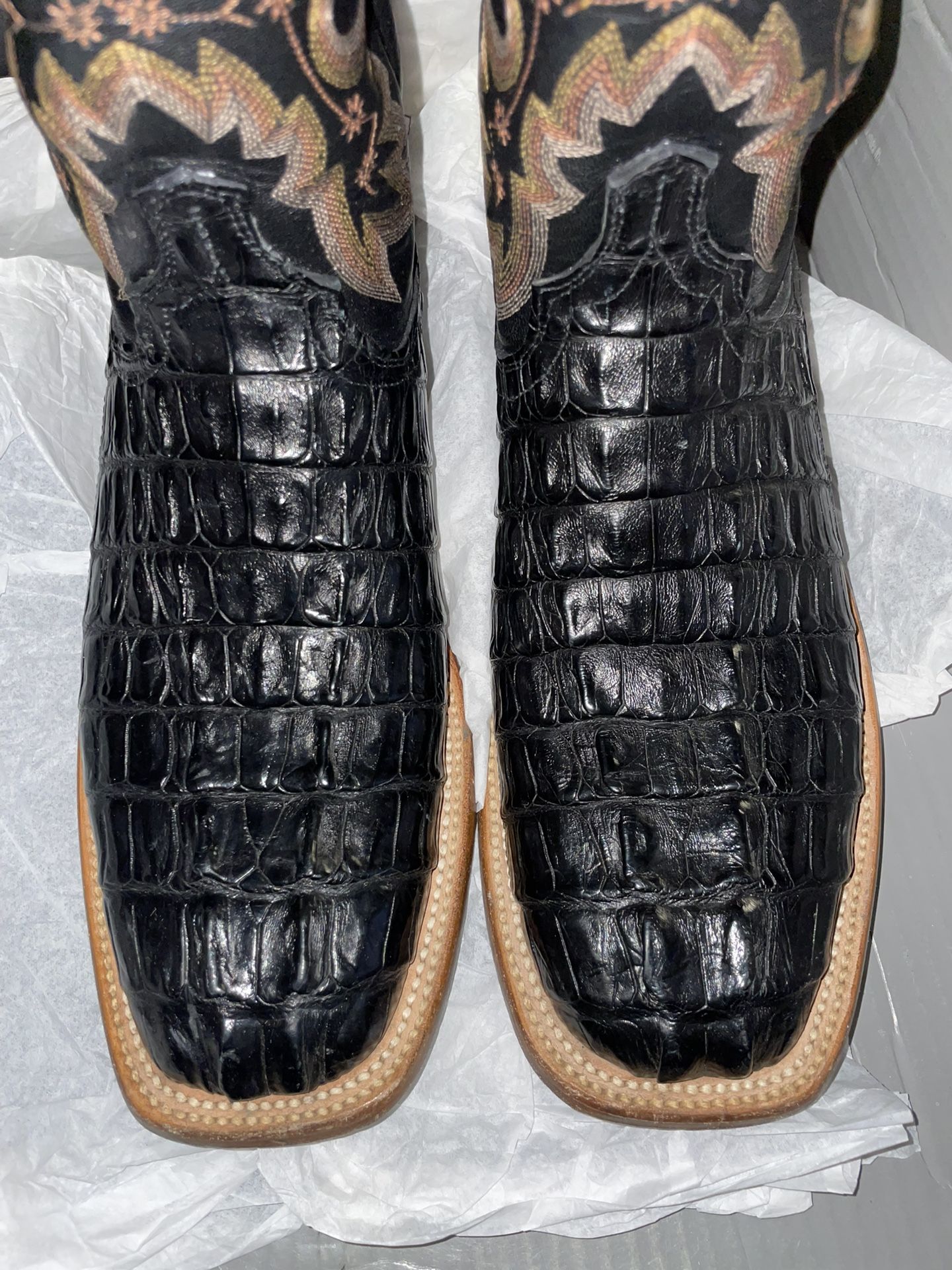 Lucchese Black Crocodile & Goat Size 8.5 D