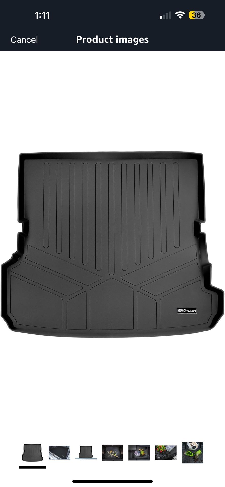 SMARTLINER All Weather Custom Fit Cargo Trunk Liner Floor Mat Behind 2nd Row Black Compatible with 2017-2022 Audi Q7 - All Models