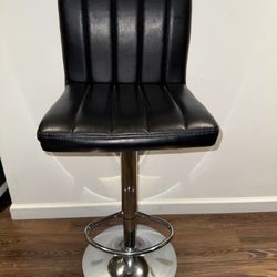 Black Leather Adjustable Bar Stool