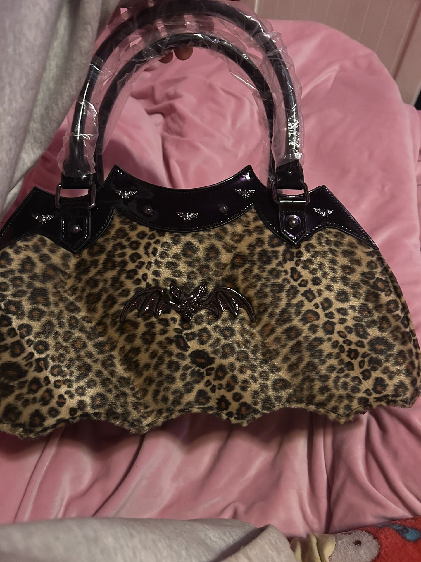 Goth Bat Purse Leopard print