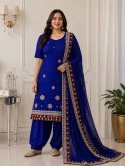 Embellished Blue Indian Salwar Kameez Dupatta Set
