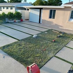 Concrete Square Base And Pots 