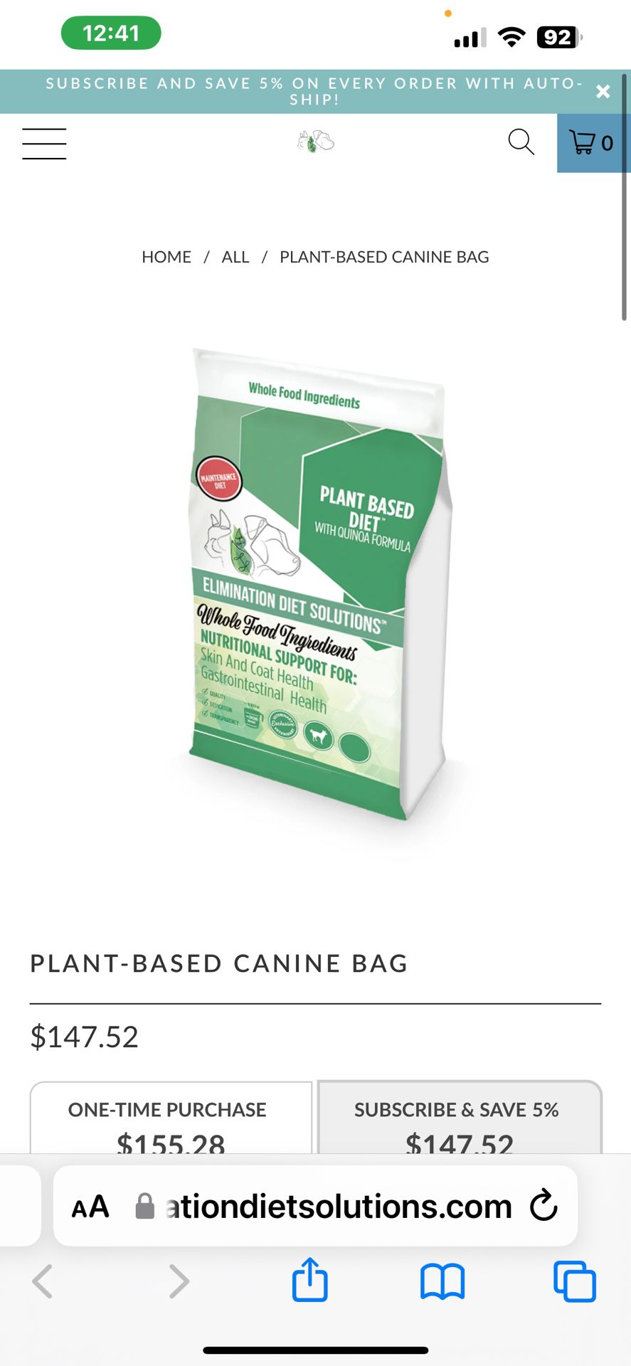 Plant Base Diet Dog Food 