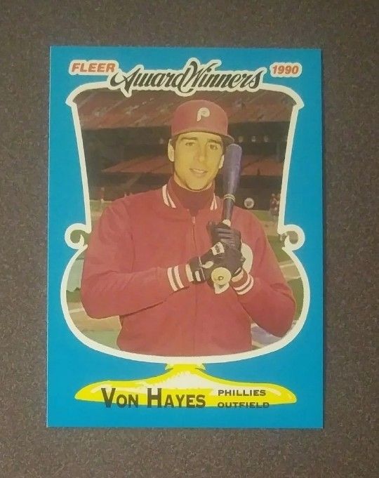 1990 Fleer Von Hayes Philadelphia Phillies #17 Award Winners Outfield Baseball Card Vintage Collectible Trading Sports MLB Major League