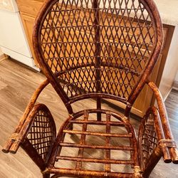 Antique Bamboo Ratten  Hollywood  Regency Peacock Dining Chairs