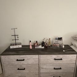Grey And White Dresser With 2 Night Stands 