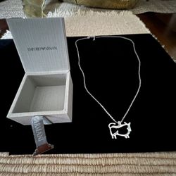 Authentic Emporio Armani / Sterling Silver / Taurus Zodiac Necklace
