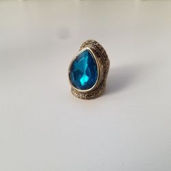 Large Faux Sapphire Ring