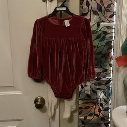 New with tags 3 piece girls pink velvet long sleeve outfit