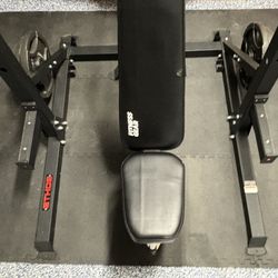 Weight Bench, Bar Set & Mats