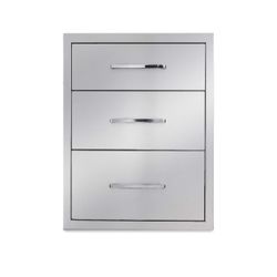 New Outdoor Kitchen Drawers Stainless Steel 3-Drawer BBQ Drawer 16" W x 21" H x 23" D Enclosed Built-in Drawer Flush Mount for Outdoor Kitchens & BBQ 