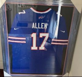Josh Allen Signed Buffalo Bills #17 Jersey – Beckett Witnessed – Framed Display