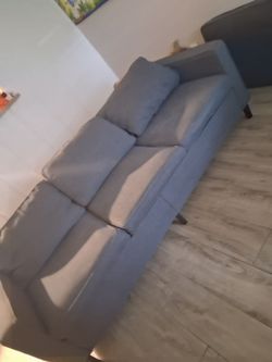Gray Fabric 3-Seat Sofa with one person sofa
