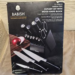 Babish 15-Piece German Steel Knife Set w/ Wood Block – New Open Box