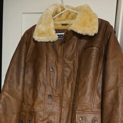 Brown Genuine Leather Winter Coat