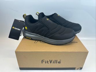 FitVille Men's Black W Explorer Outdoor Slip-On Shoes V2 Size 10.5 - Brand New