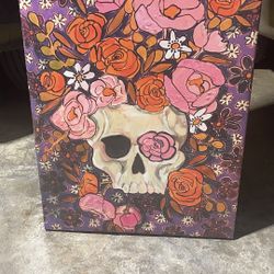 Floral Skull Canvas Wall Art