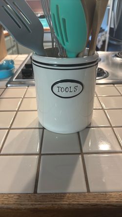 White Ceramic Kitchen Utensil Holder