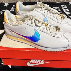 White & Yellow Topaz Nike Cortez Shoes