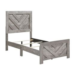 Brand new gray/brown/white twin bedframe