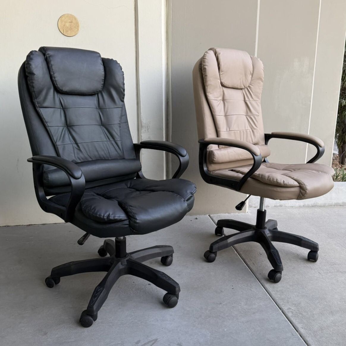 New In Box $55 Each PU Leather Office Computer Desk Chair Black Or Khaki Tan Color