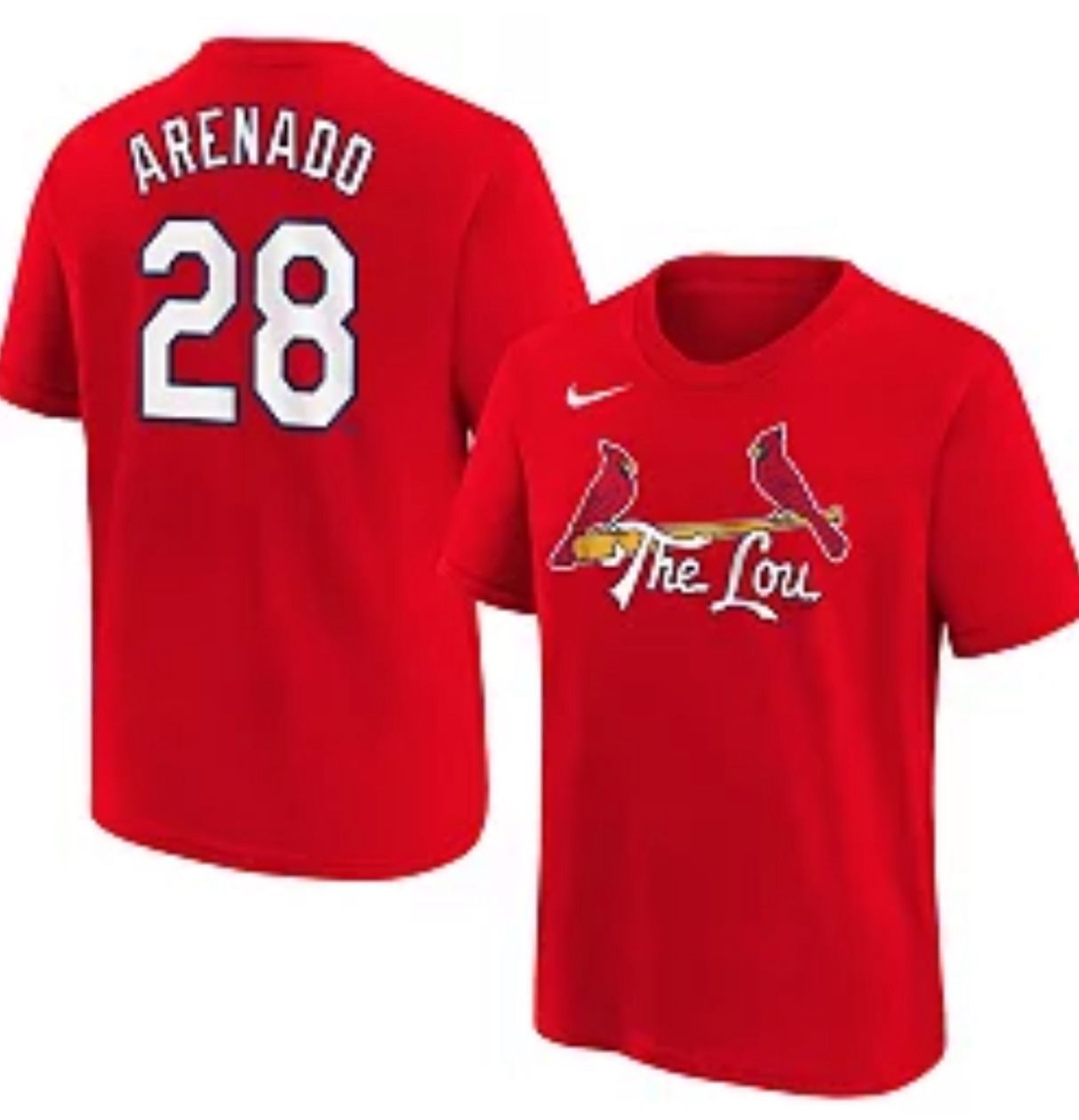 Nike Adult “The Lou” St Louis Cardinal’s Nolan Arenado #28 Red City Connect T-Shirt, XXL