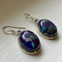 NEW 925 Sterling  Silver Earrings With Purple Mojave Turquoise Stone 