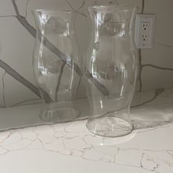 Glass Hurricanes 11” Tall Set Of -2