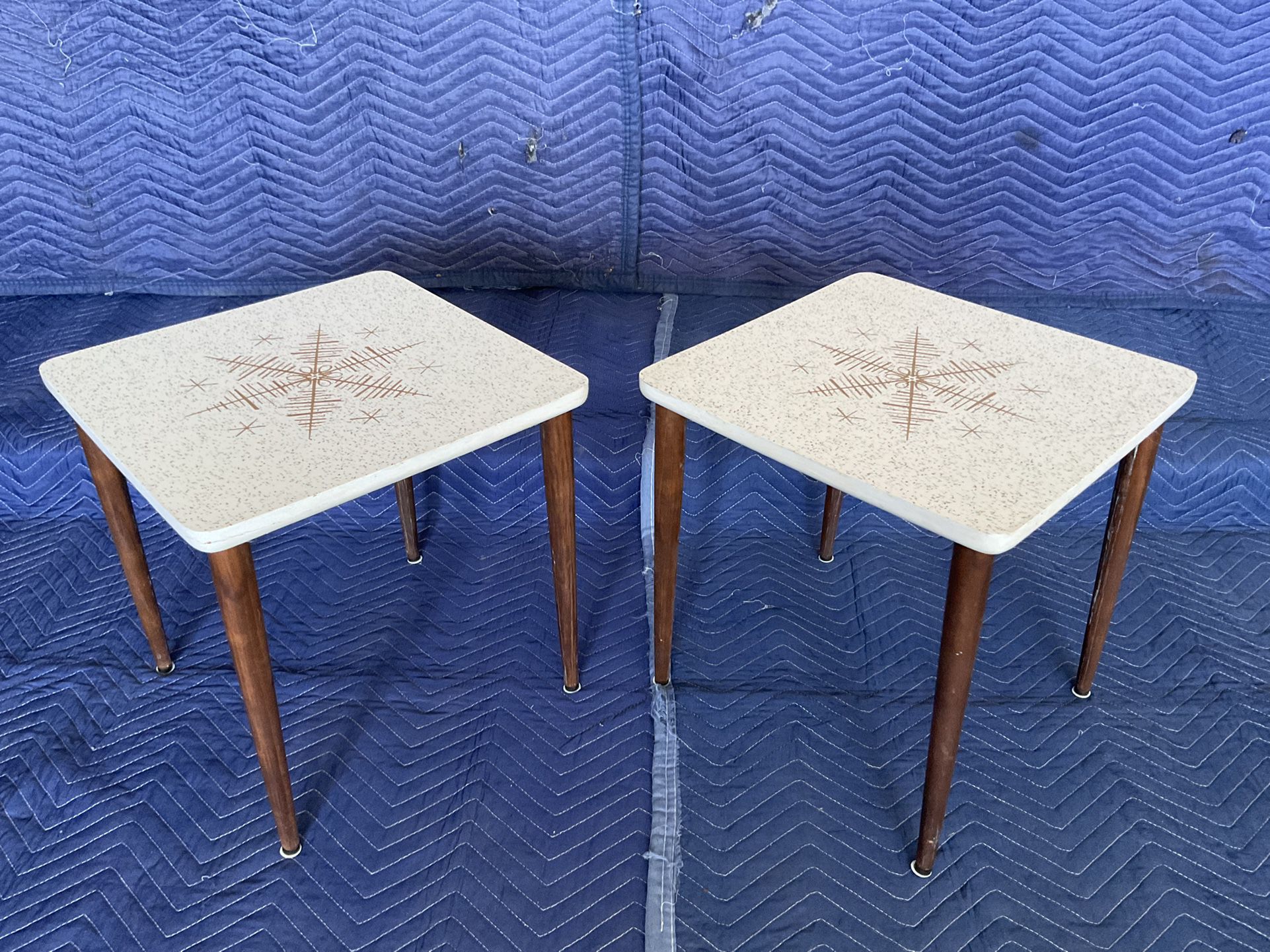 Vintage Mid Century Modern Formica Top Petite accent Tables 