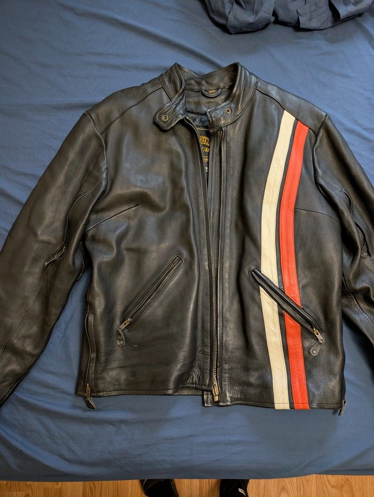 Harley Davidson Leather Jacket L-XL (Marked As XXXL