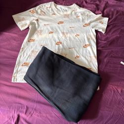 Large Nike T-shirt, medium men’s sweats, all black