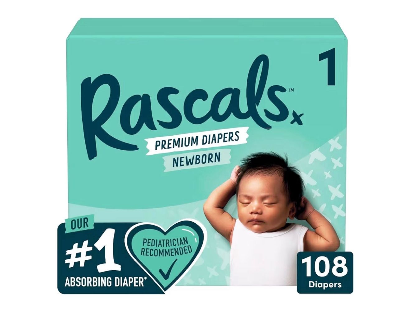 Two NEW Rascals Premium Newborn Diapers 