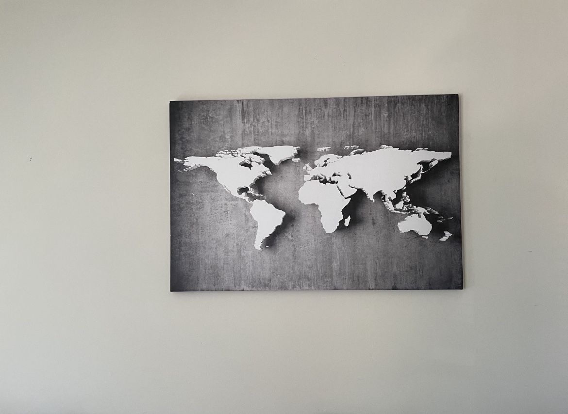 Grey World Map Canvas