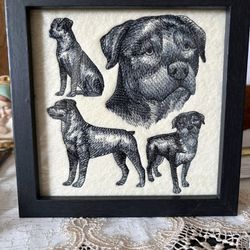 Rottweiler Framed Embroidery 
