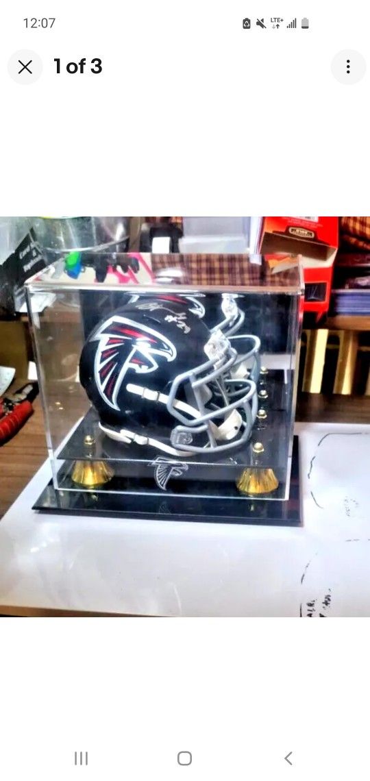 Atlanta Falcons AJ Terrell Signed Mini Helmet And Case