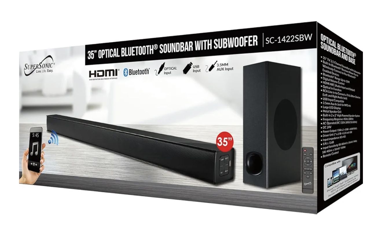 Supersonic Soundbar With Subwoofer