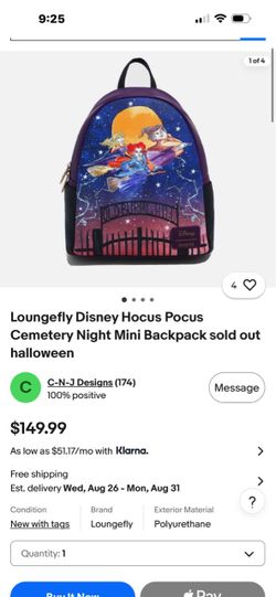 Loungefly Disney Hocus Pocus $70Cemetery Night Mini Backpack sold out halloween