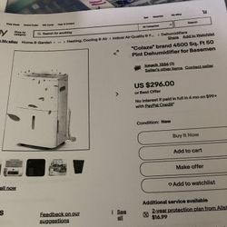 Dehumidifier NEW. With Warranty 3 Yrs, Colaze
