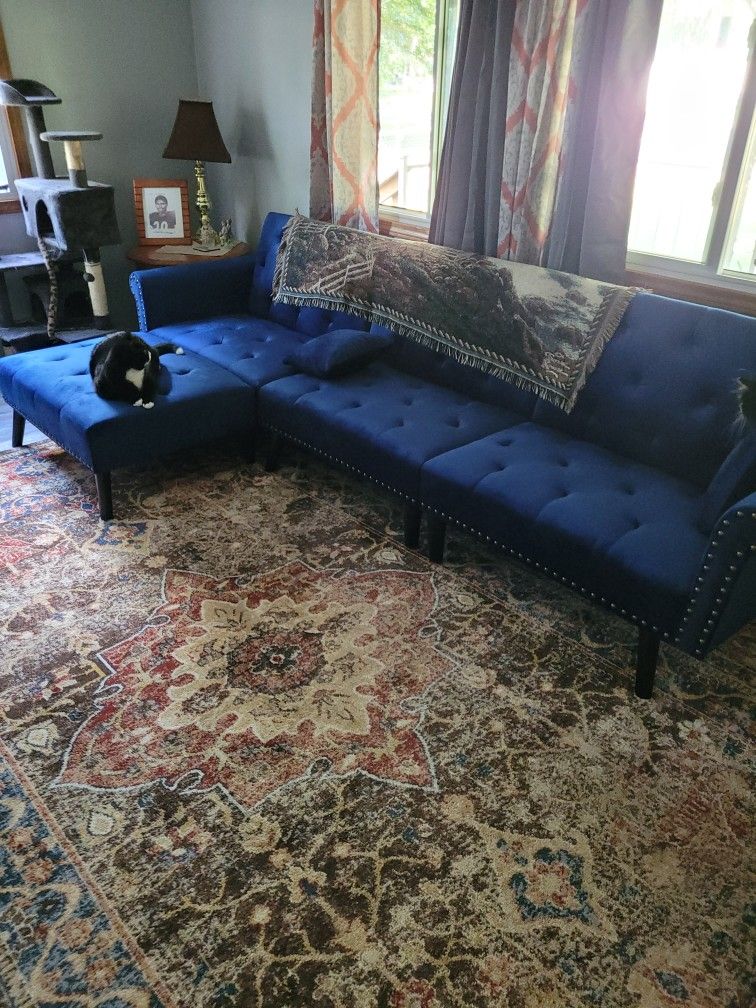 Velvet Recling & Separating Couch